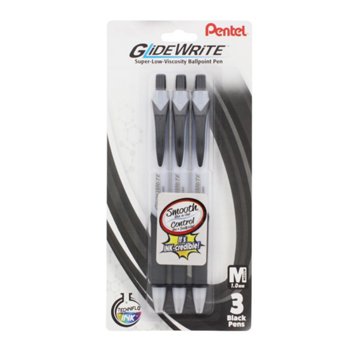 Pentel GlideWrite 1.0mm Retractable Ballpoint Pens - Black Ink, 3 pk