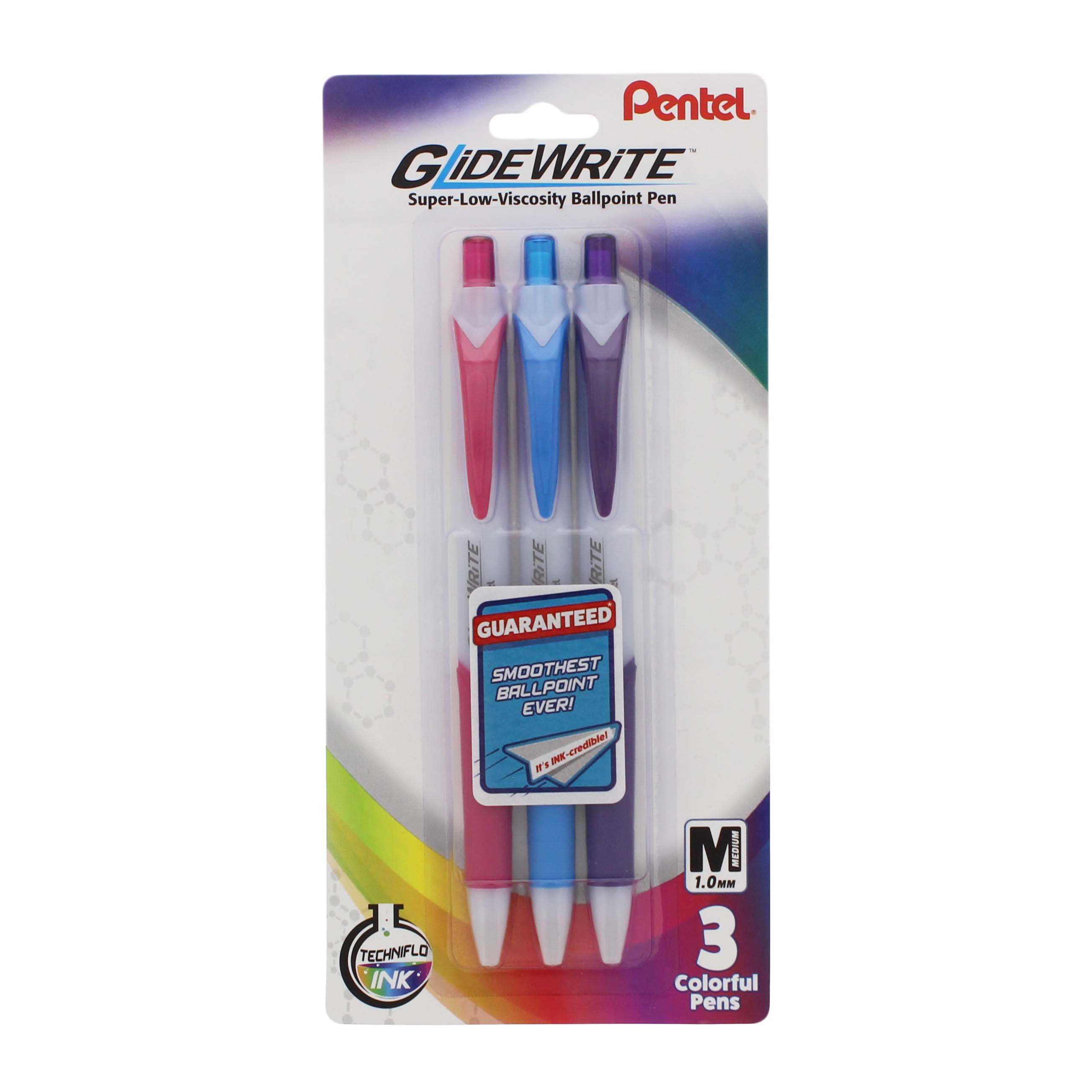 Pentel GlideWrite Retractable Ballpoint Pens Assorted Ink