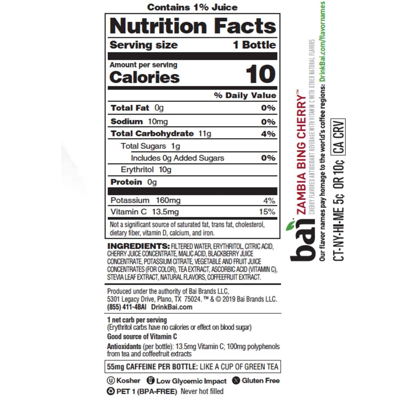 Bai Antioxidant Infusion Zambia Bing Cherry Shop Juice at HEB