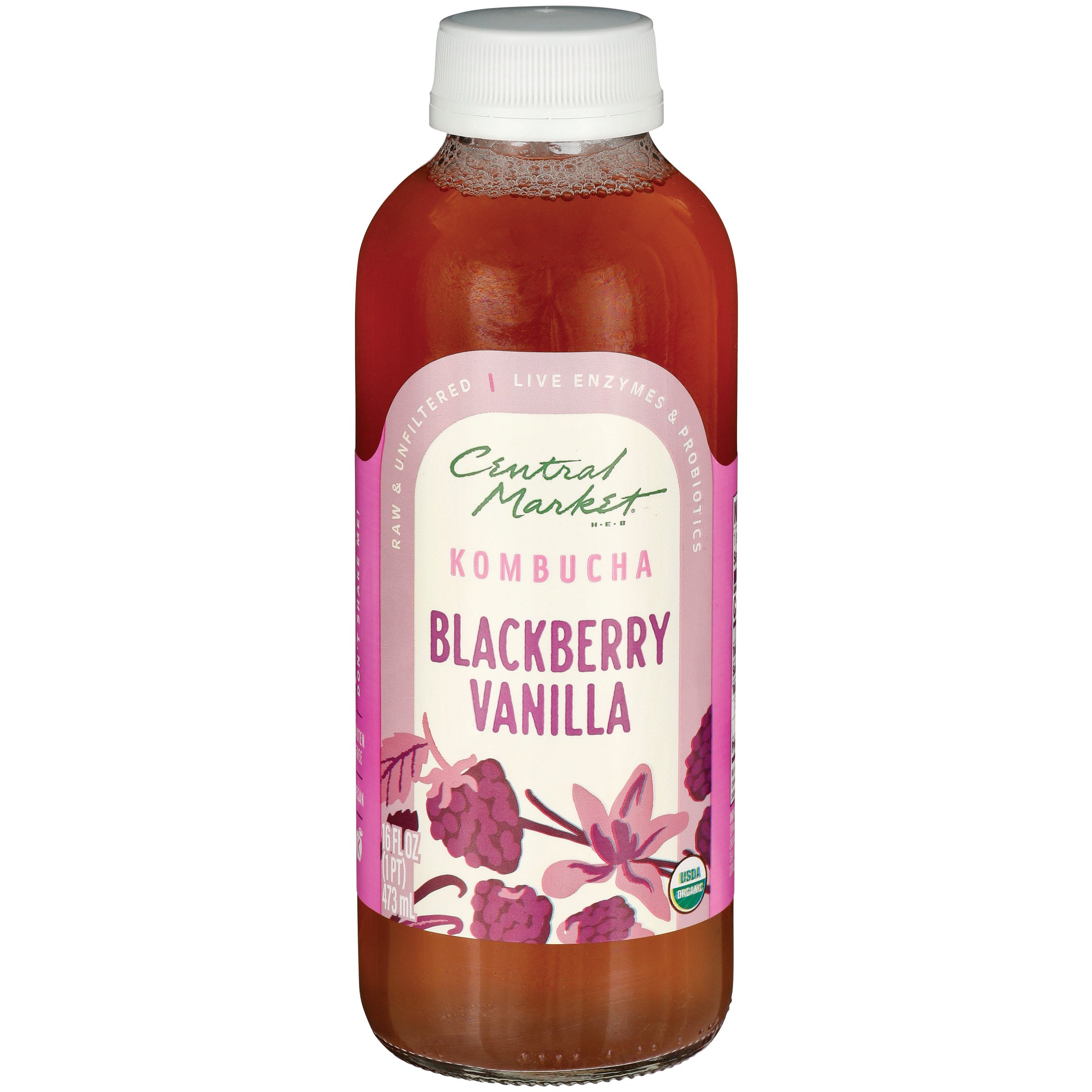 Central Market Blackberry Vanilla Kombucha Shop Tea at HEB