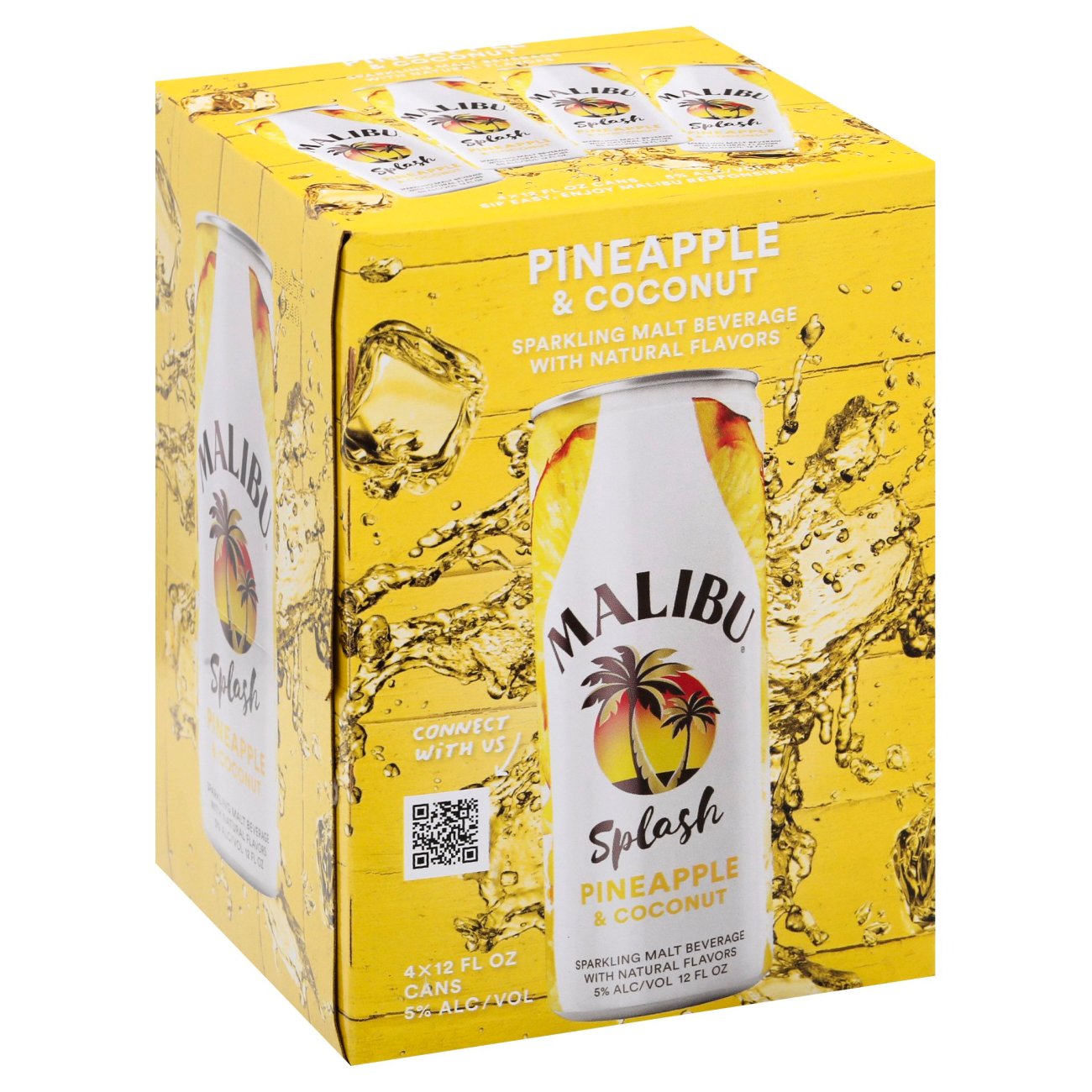 Malibu Splash Pineapple Sparkling Malt Beverage 4 pk Cans Shop Malt