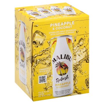 Malibu Splash Pineapple Sparkling Malt Beverage 4 pk Cans, 12 oz