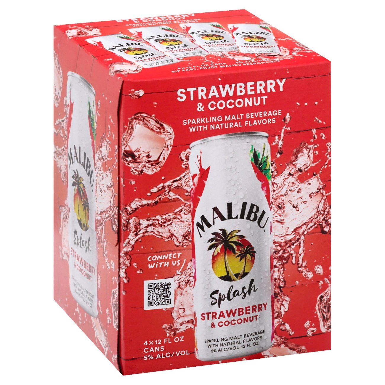 Malibu Splash Strawberry & Coconut Sparkling Beverage 12 oz Cans Shop