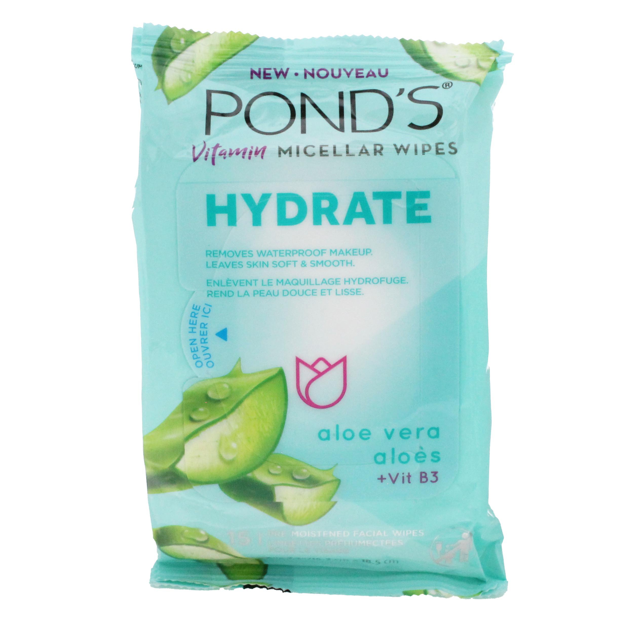 Pond's Hydrate Aloe Vera Vitamin Micellar Facial Wipes Shop Cleansers