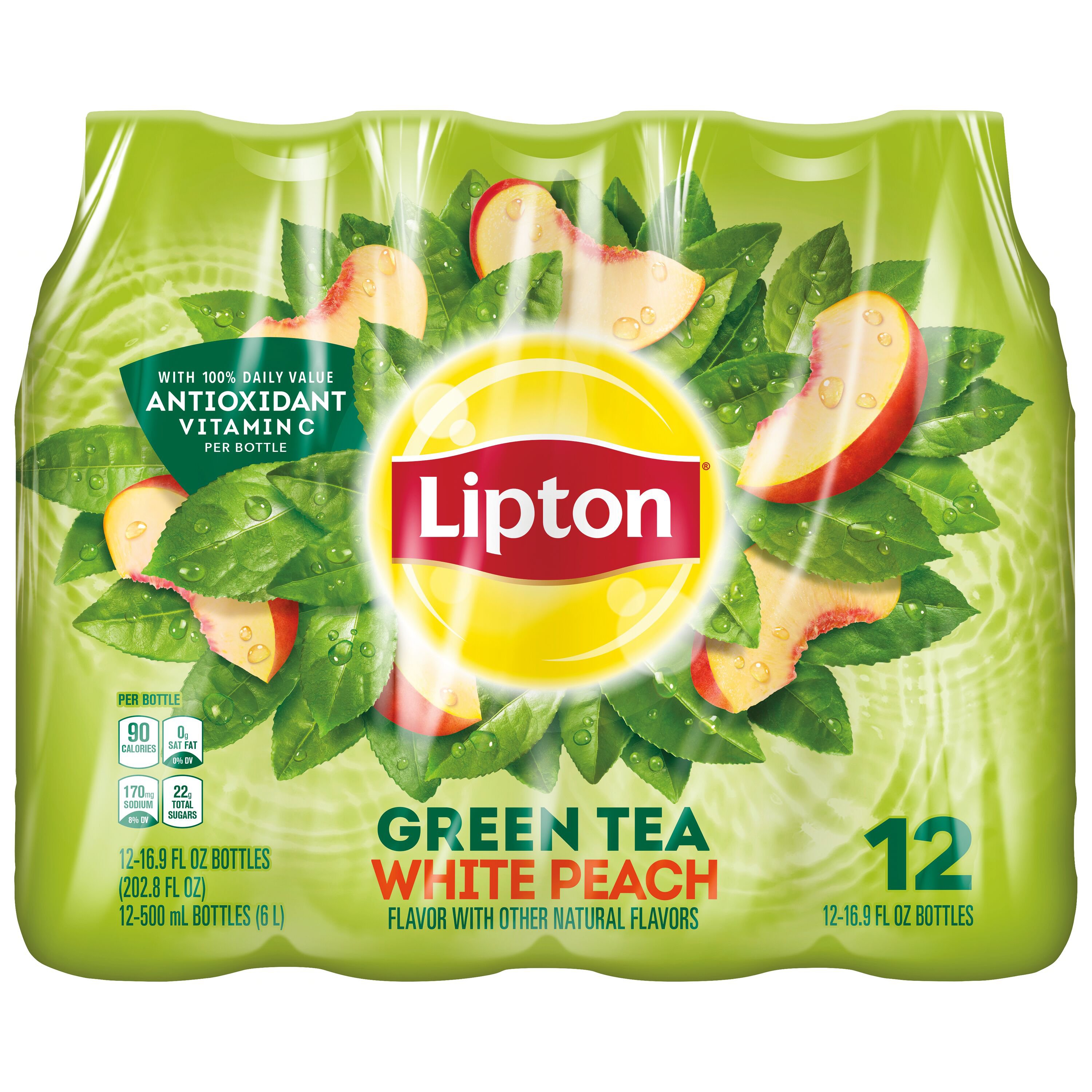 Lipton White Peach Green Tea 16.9 oz Bottles Shop Tea at HEB