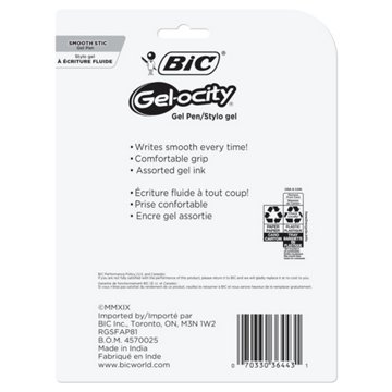 BIC Gel-ocity Smooth Stic 0.5mm Gel Pens - Assorted Ink, 8 pk