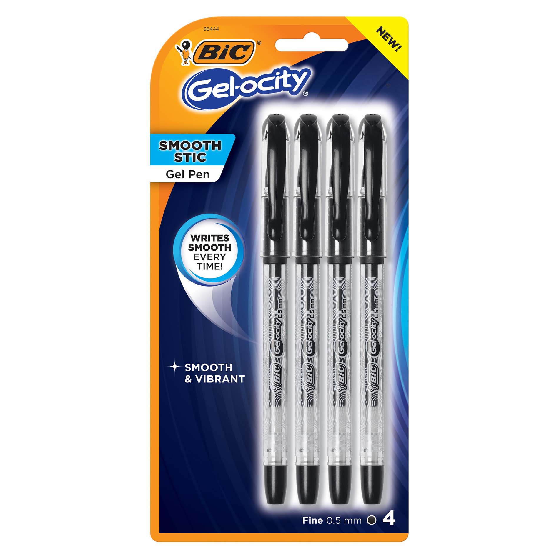 BIC Gel-ocity Smooth Stic 0.5mm Gel Pens - Black Ink