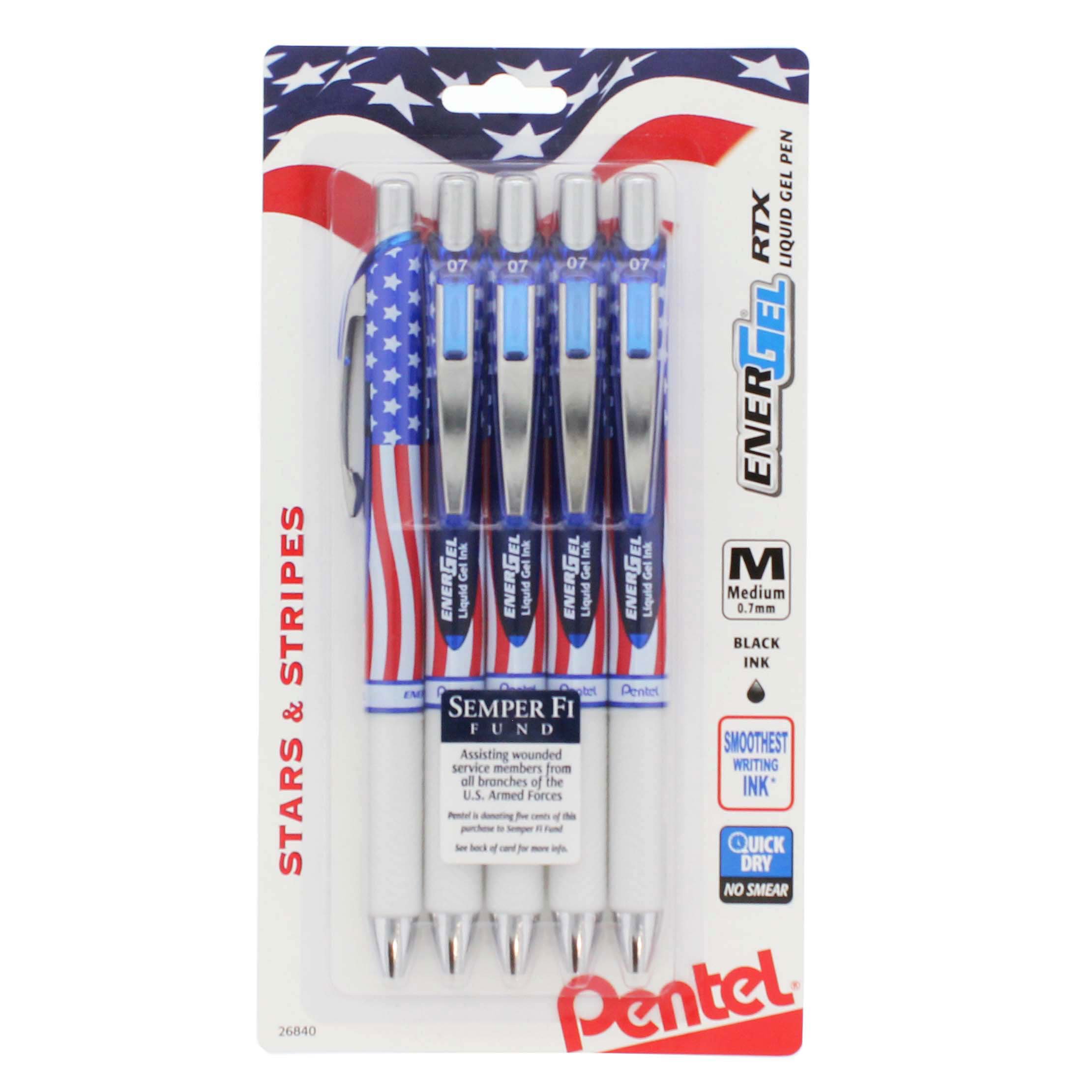 Pentel Stars & Stripes EnerGel RTX 0.7mm Gel Pens Black Ink Shop