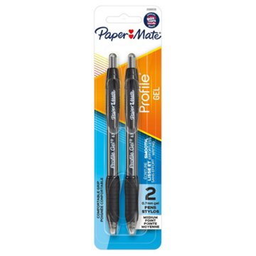 Paper Mate Profile 0.7mm Retractable Gel Pens - Black Ink, 2 pk