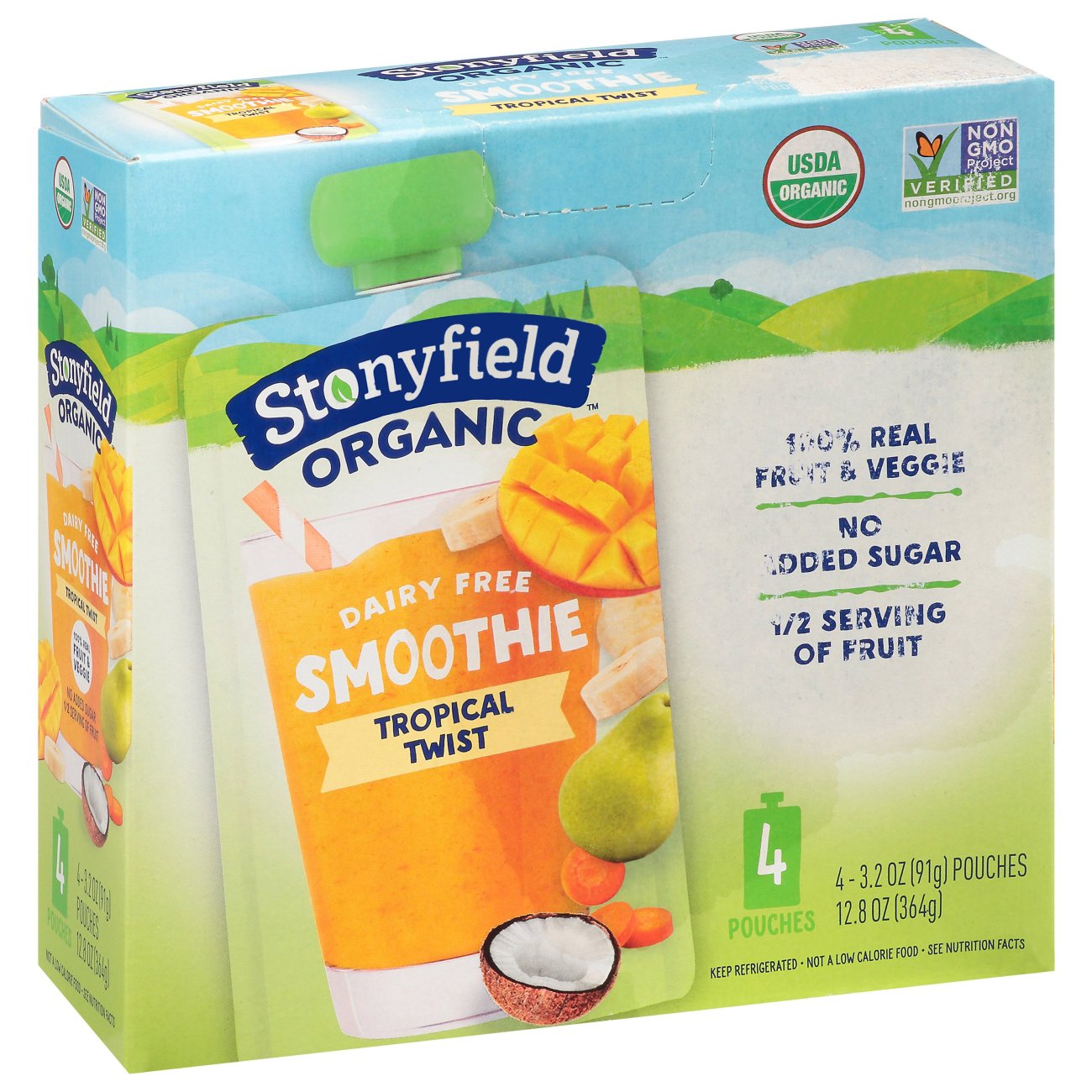 Stonyfield Organic Dairy-Free Tropical Twist Smoothie Pouches - Shop ...