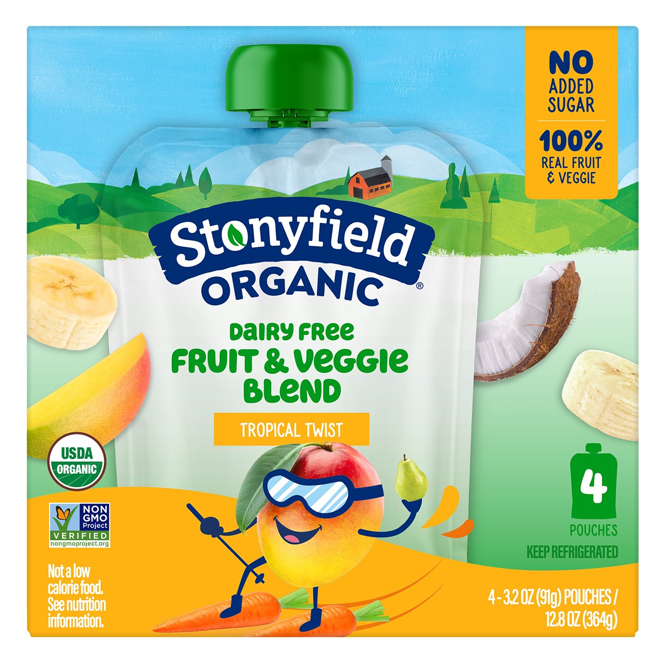 Stonyfield Organic DairyFree Smoothie Pouches Tropical Twist Shop
