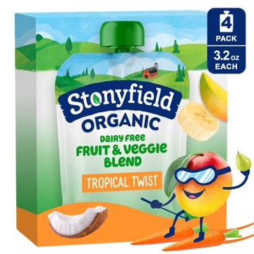 Stonyfield Organic Dairy Free Smoothie Pouches - Tropical Twist