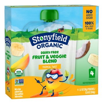 Stonyfield Organic Dairy Free Smoothie Pouches - Tropical Twist