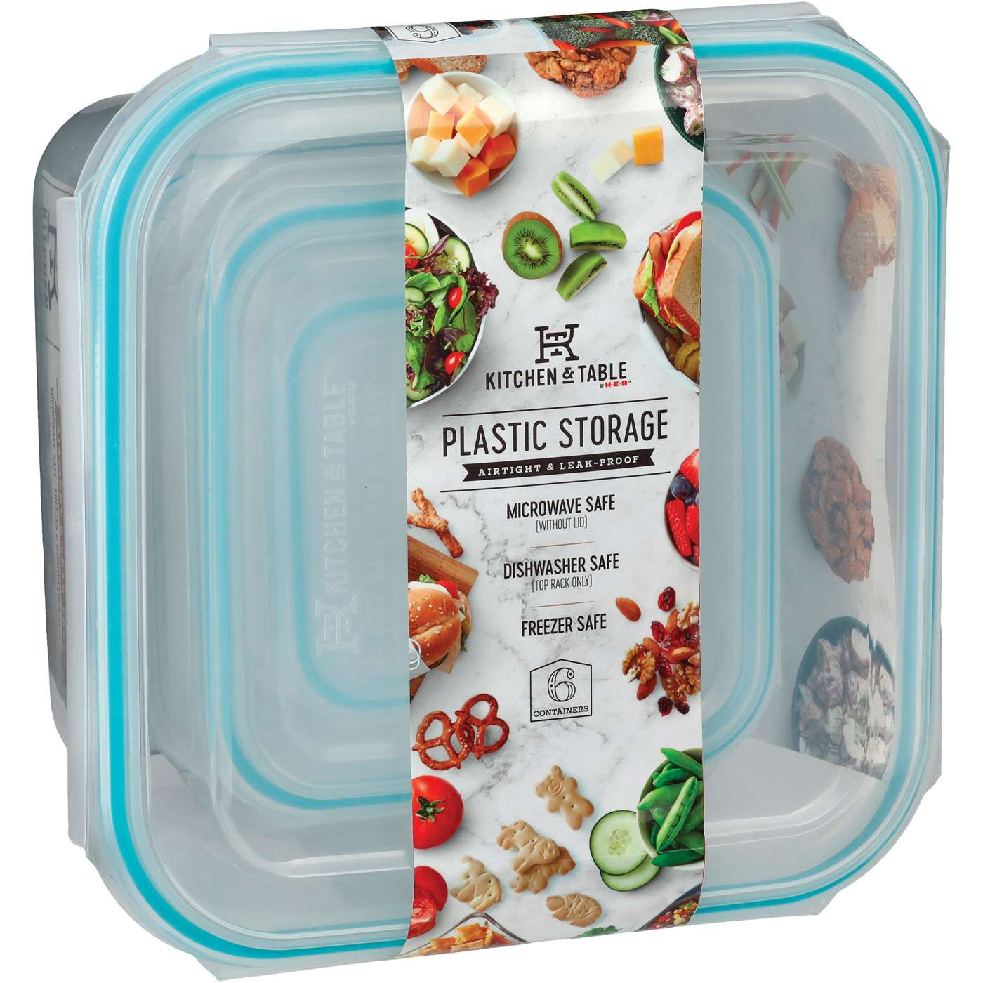 Kitchen & Table by H-E-B Airtight & Leak-Proof Square Plastic Food ...
