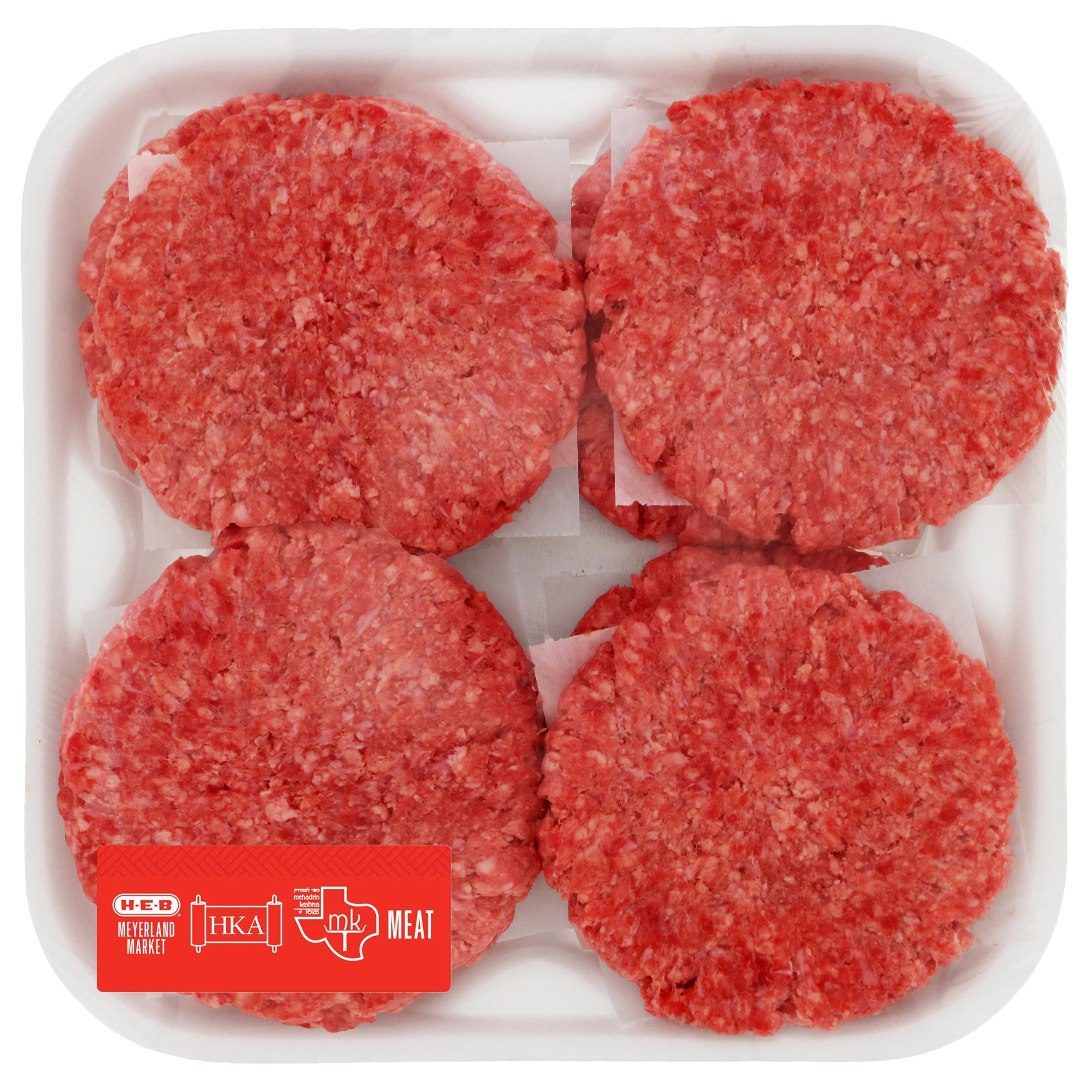 HEB Kosher Ground Beef Chuck Patties 80 Lean, Value Pack Shop Beef