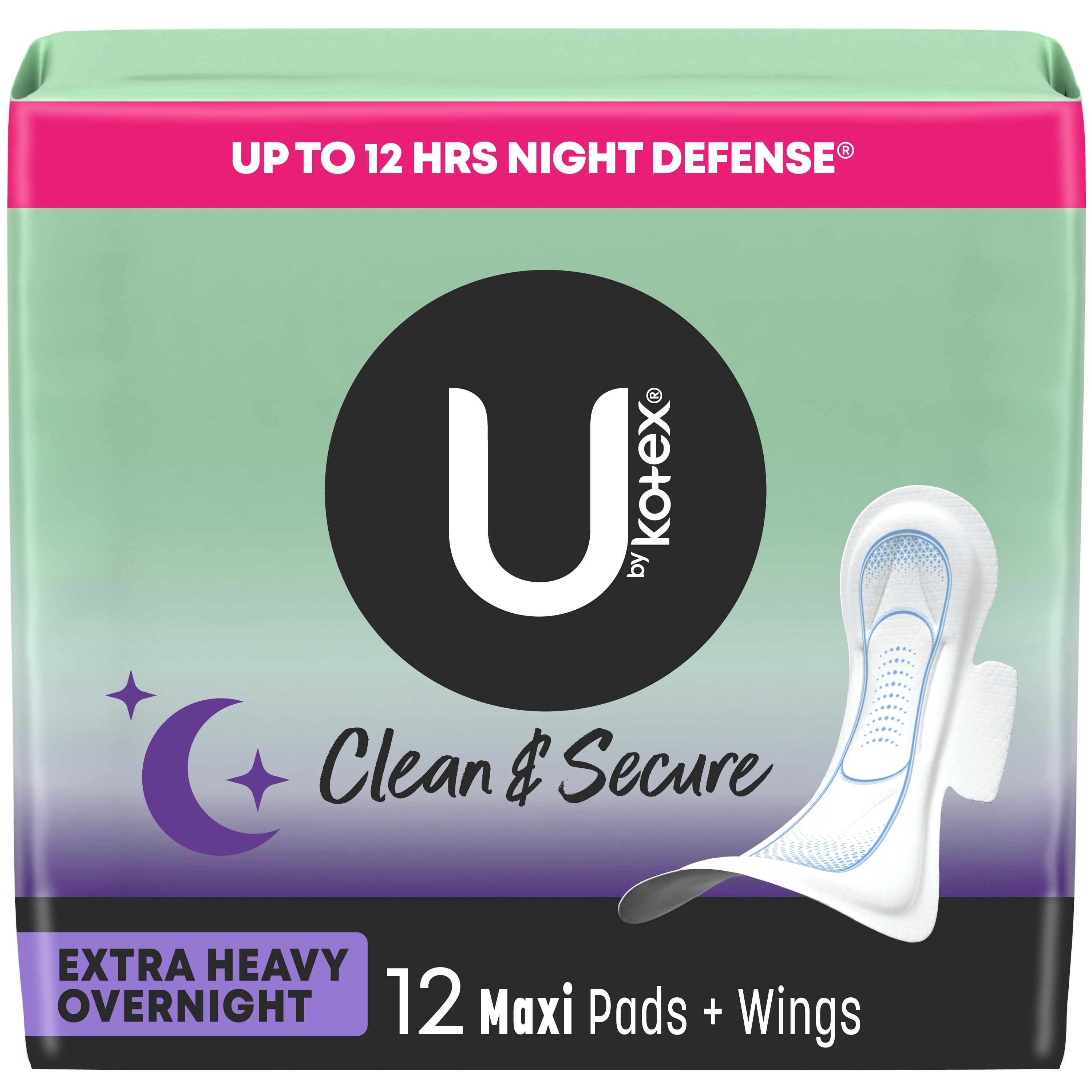 U By Kotex Security Maxi Pads Overnight With Wings Shop Feminine Care At H E B