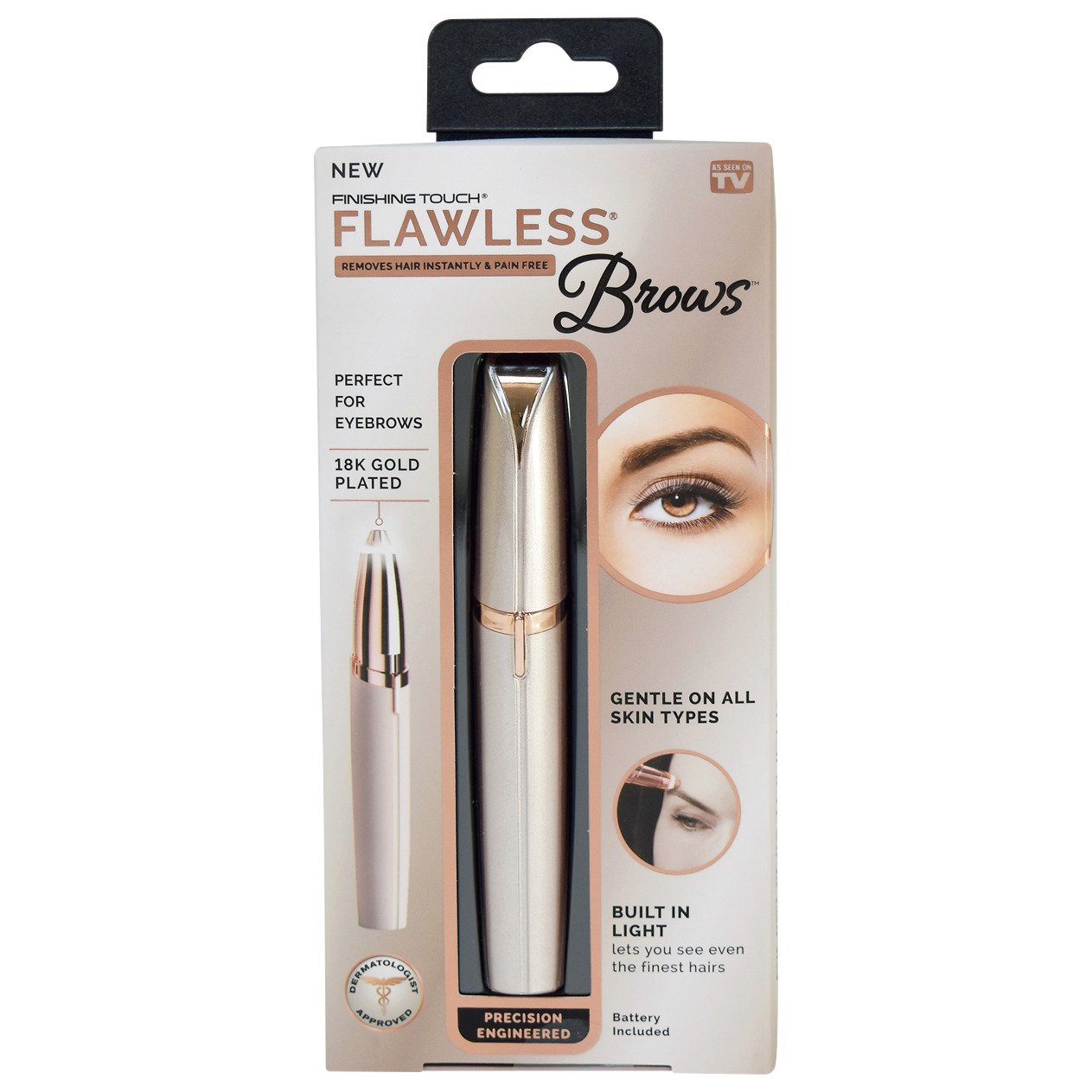 Finishing Touch Flawless Brows Eyebrow Hair Remover, Blush/Rose Gold