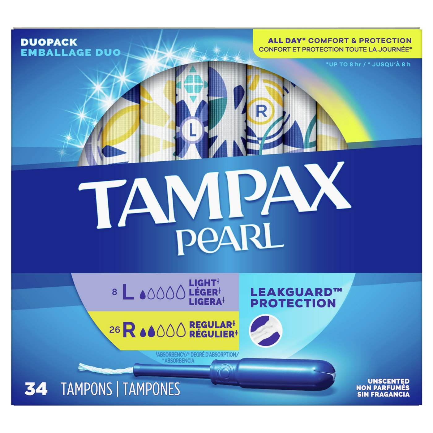 Tampax Pearl Tampons Duo Pack, Light/Regular Absorbency, Unscented; image 1 of 5