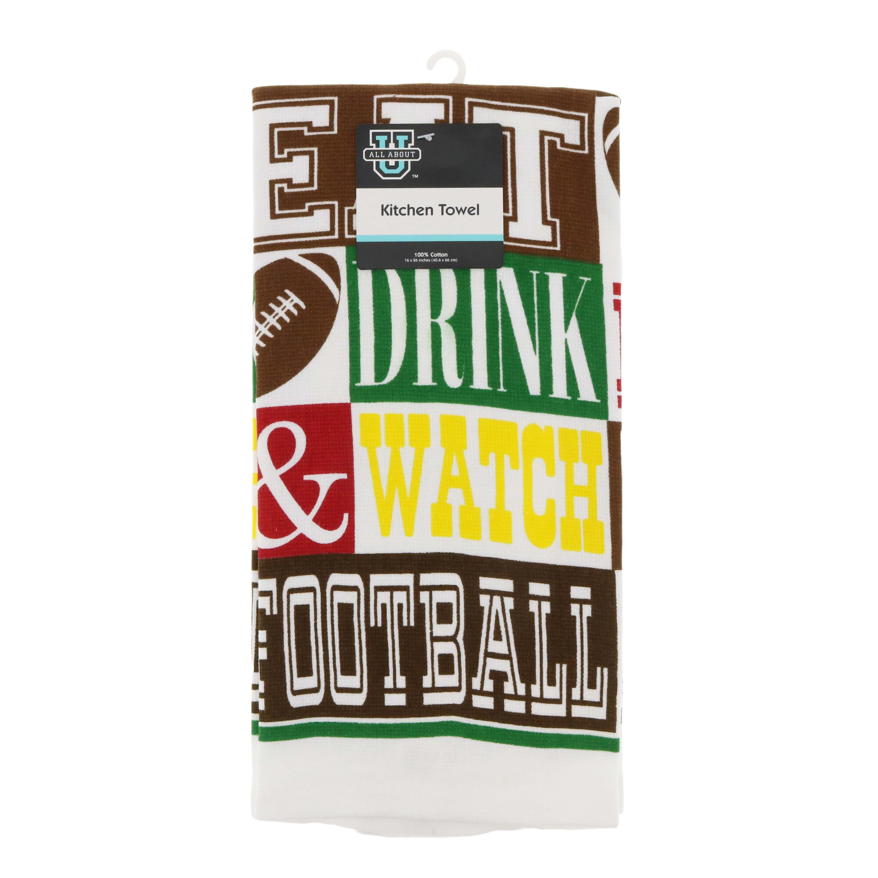 All About U Eat Drink & Watch Football Kitchen Towel Shop Kitchen