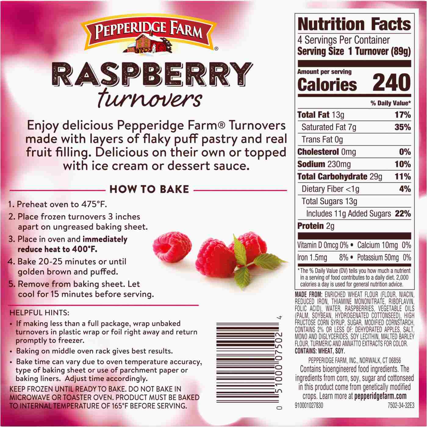 Pepperidge Farm Raspberry Turnovers; image 2 of 6