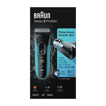 Braun Series 3 ProSkin 3040s Wet & Dry Shaver with Cord + Protective Cap + Brush