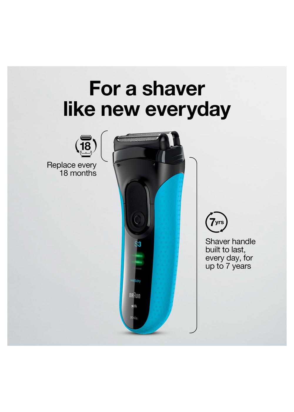 Braun Series 3 ProSkin 3040s Wet & Dry Shaver with Cord + Protective ...