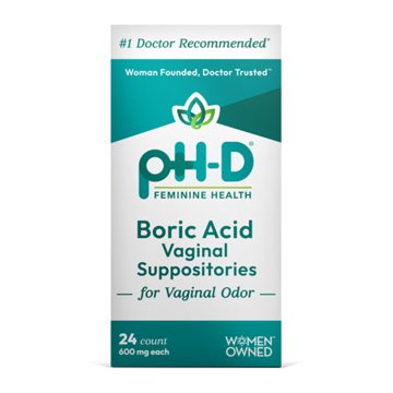 pH-D Feminine Health Boric Acid Vaginal Suppositories, 24 ct