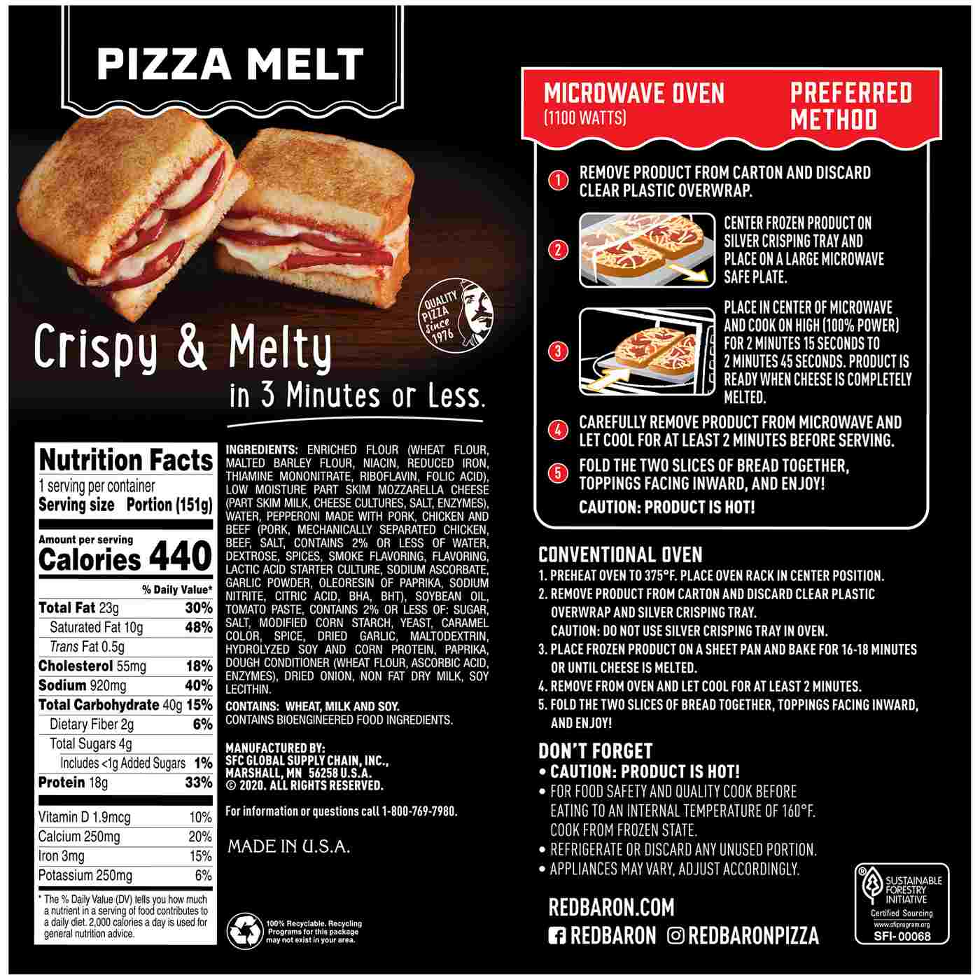 Red Baron Pepperoni Pizza Melt Shop Pizza at HEB