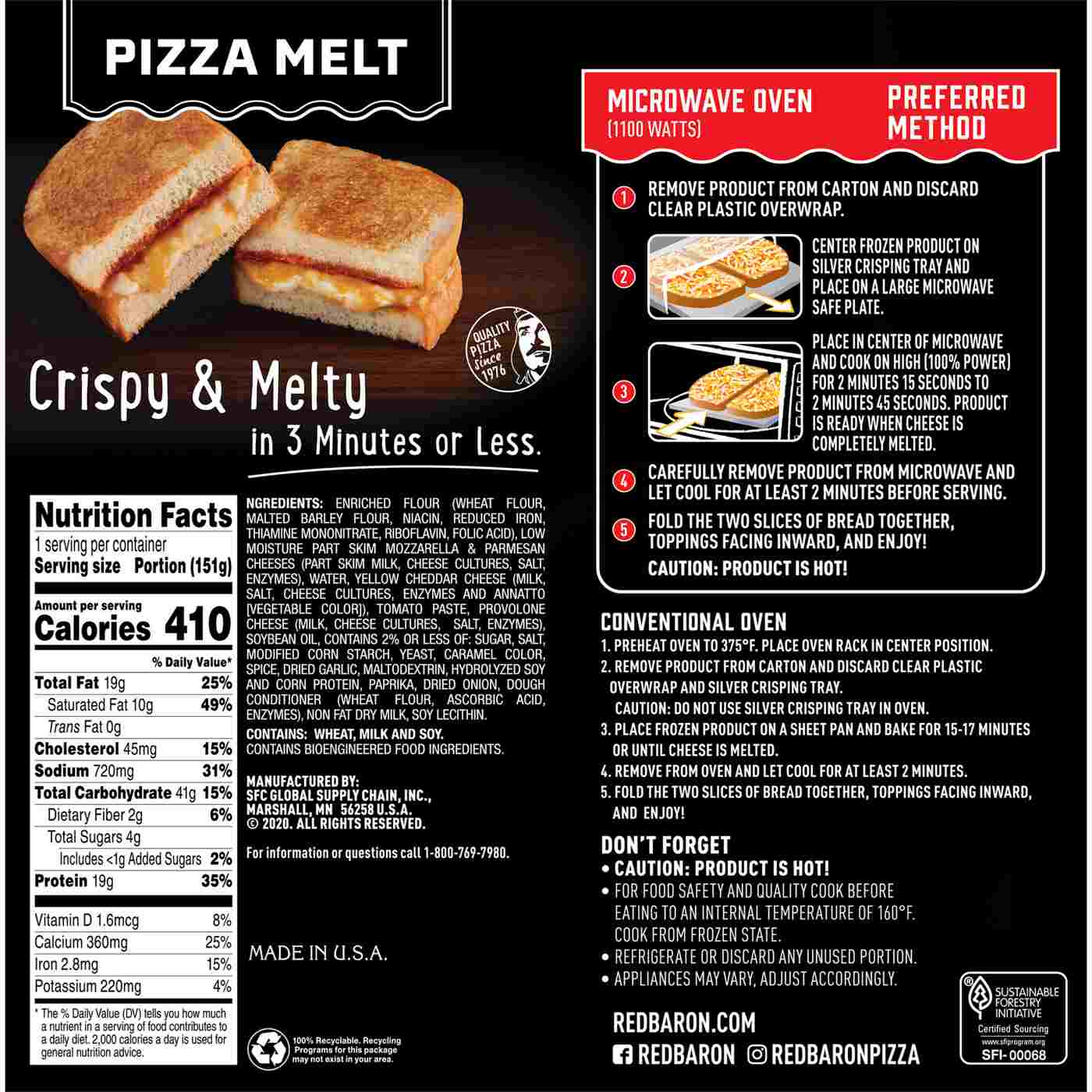 Red Baron Four Cheese Pizza Melt; image 2 of 2