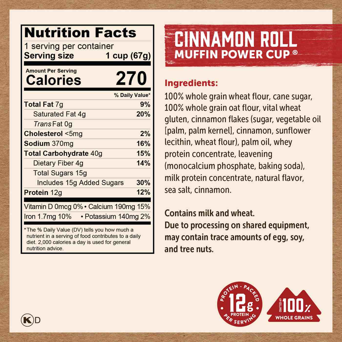 Kodiak 12g Protein Muffin Power Cup - Cinnamon Roll; image 3 of 4