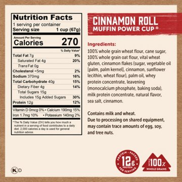 Kodiak 12g Protein Muffin Power Cup - Cinnamon Roll, 2.36 oz