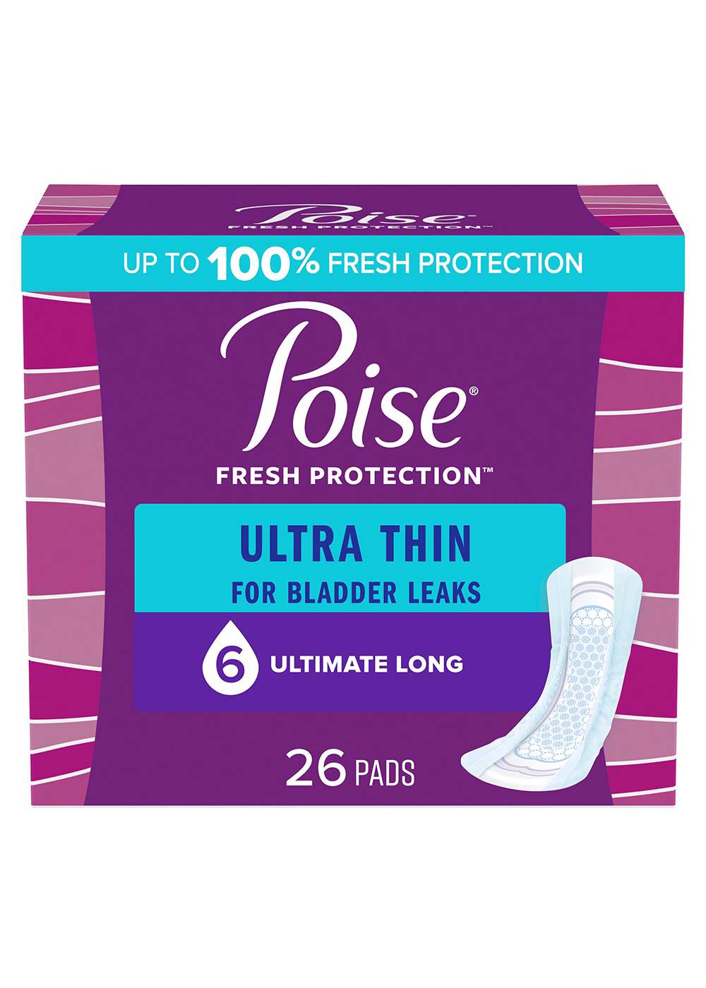 Poise Ultra Thin Long Incontinence Pads - 6 Drop Ultimate; image 1 of 7
