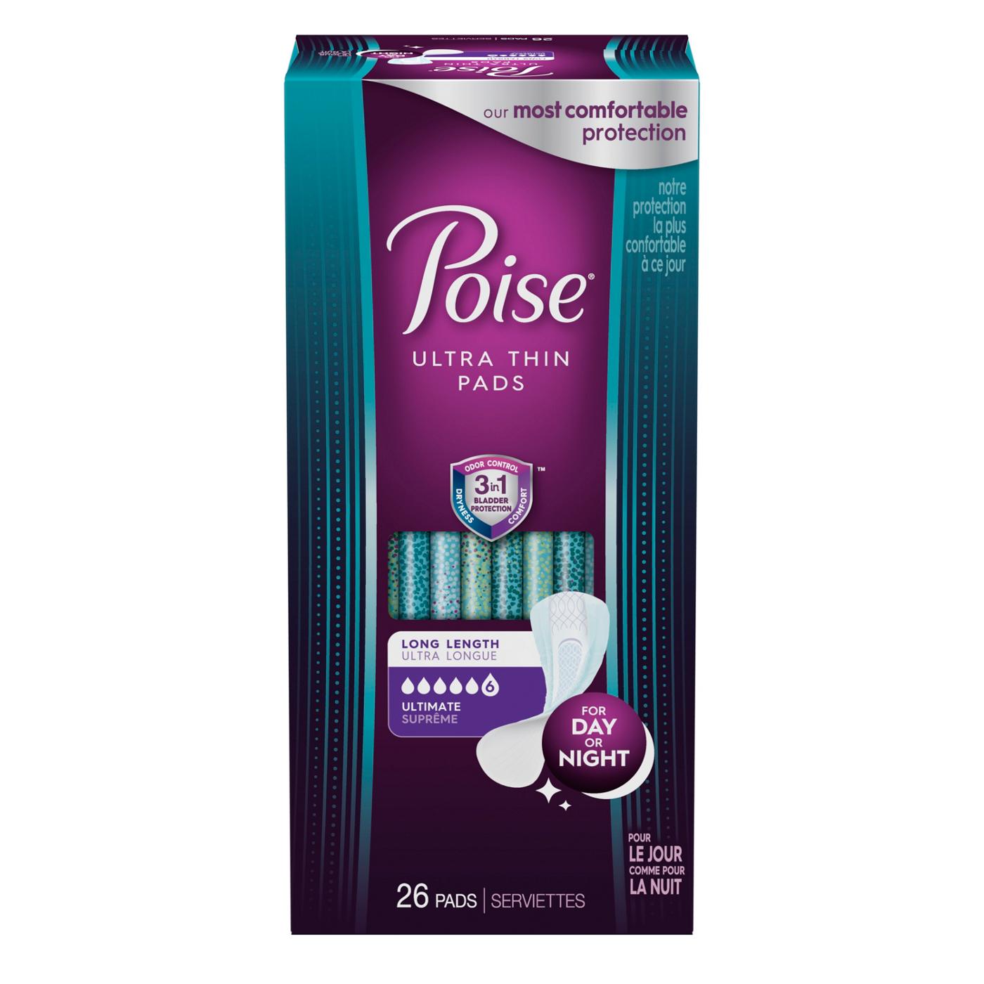 Poise Ultra Thin Long Incontinence Pads 6 Drop Ultimate Shop