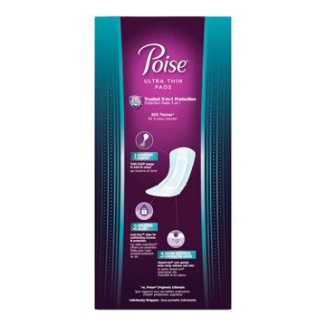Poise Ultra Thin Long Incontinence Pads - 6 Drop Ultimate, 26 ct