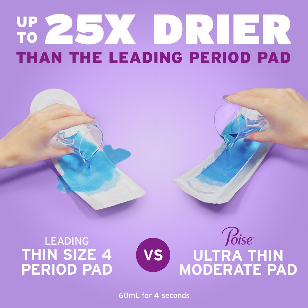 Poise Ultra Thin Regular Incontinence Pads - 4 Drop Moderate - Shop  Incontinence at H-E-B