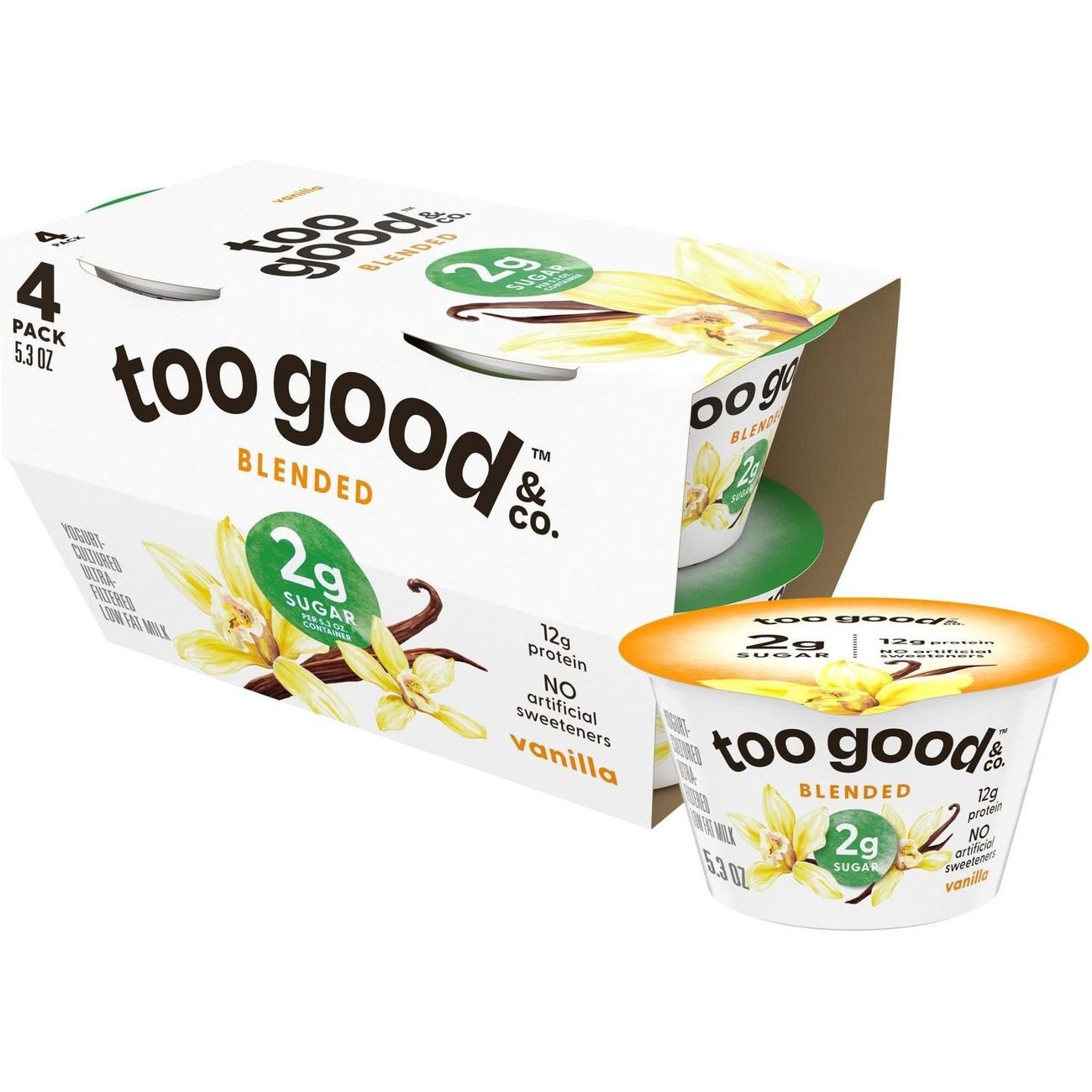 Too Good & Co. Lower Sugar 4 pk Greek Yogurt - Vanilla, 5.3 oz