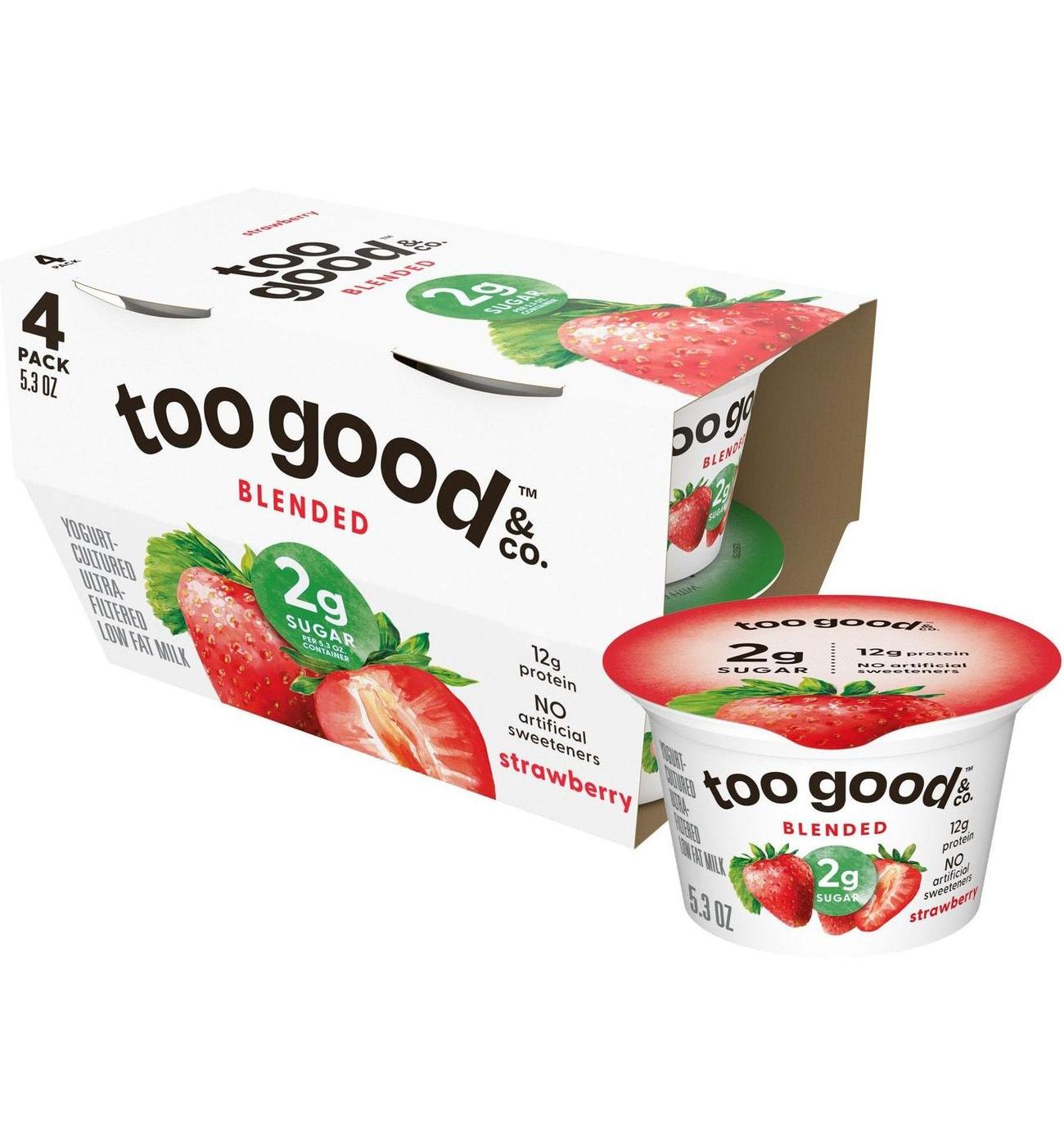 Too Good & Co. Lower Sugar 4 pk Greek Yogurt - Strawberry; image 1 of 7
