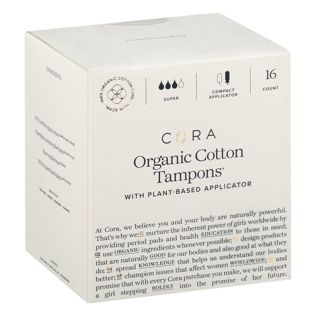 Cora Organic Cotton Tampons Shop Tampons at HEB