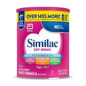Similac Soy Isomil For Fussiness and Gas Infant Formula with Iron Powder, 30.8 oz