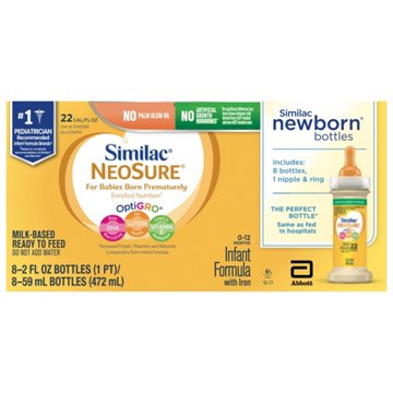 Similac NeoSure Ready to Feed Infant Formula, 2 oz Bottles, 8 ct