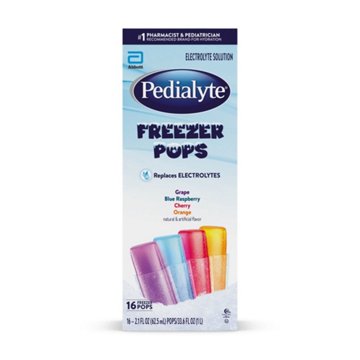 Pedialyte Electrolyte Solution Freezer Pops - Variety Pack - Grape, Blue Raspberry, Cherry, Orange, 16 ct