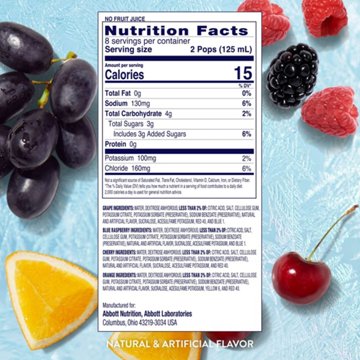 Pedialyte Electrolyte Solution Freezer Pops - Variety Pack - Grape, Blue Raspberry, Cherry, Orange, 16 ct