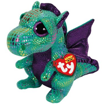 ty Cinder - Green Dragon Beanie Boos Plush, 13 in
