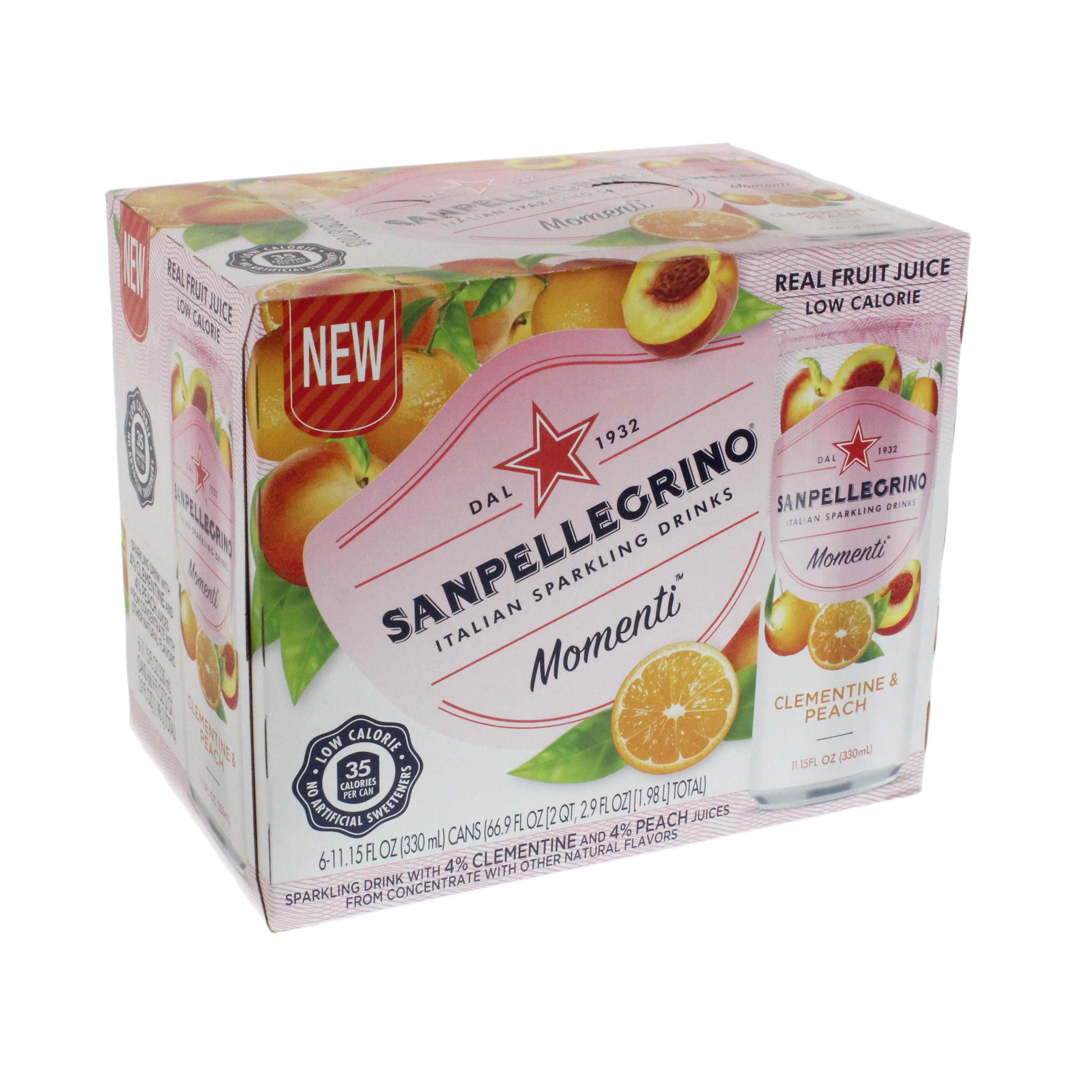 San Pellegrino Momenti Clementine & Peach Sparkling Drink 11.2 oz Cans ...