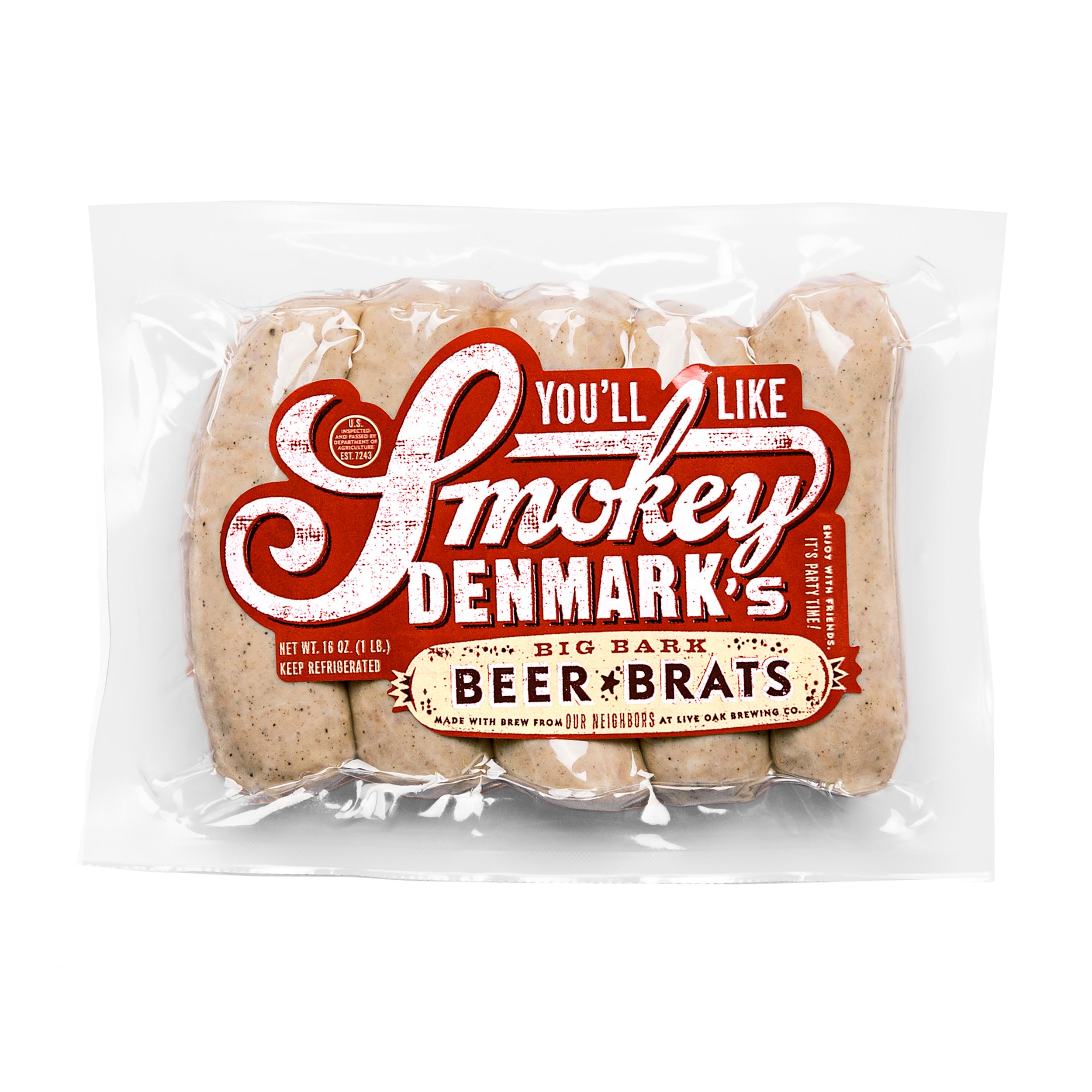 Smokey Denmark Beer Brats, 5 ct