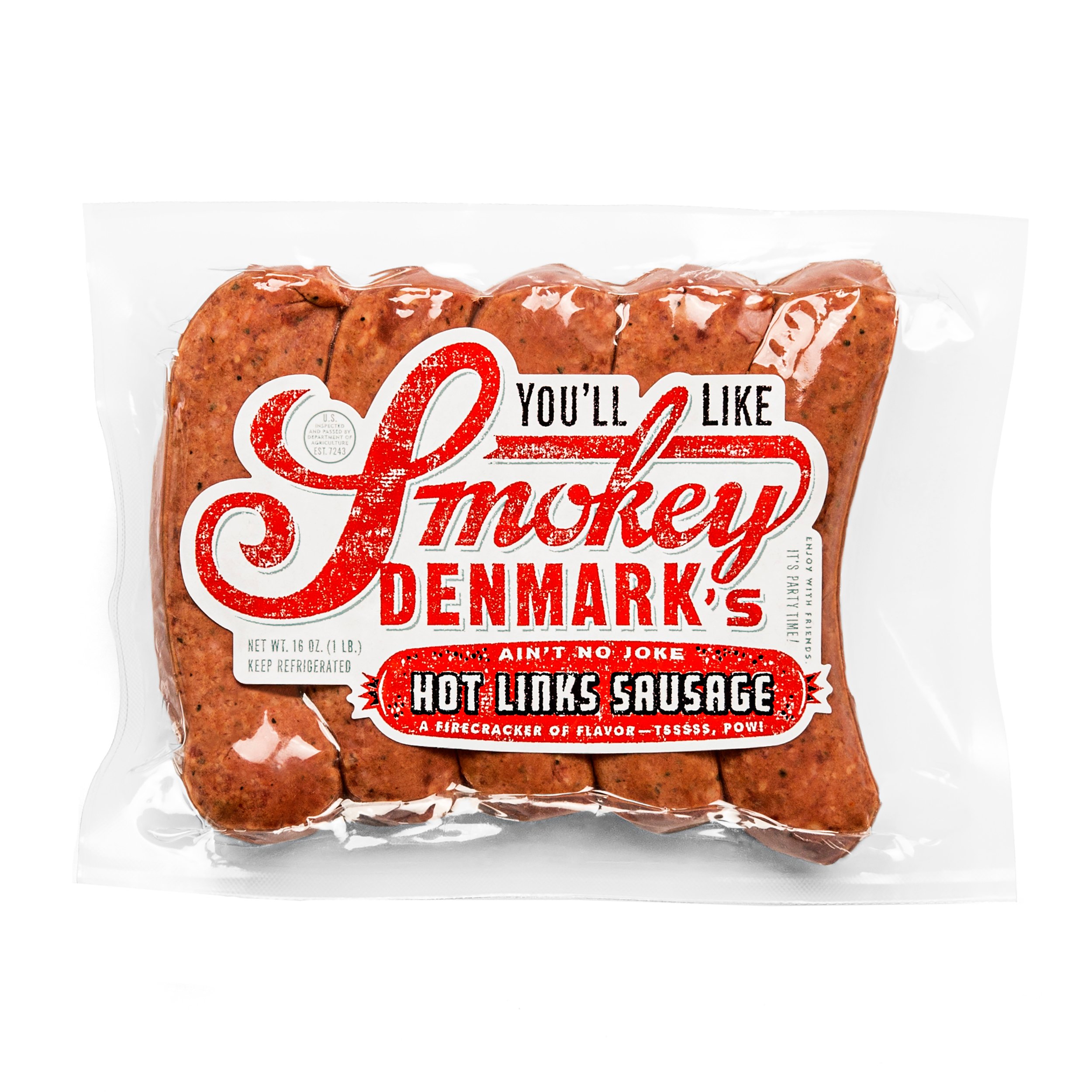Smokey Denmark Hot Links Sausage, 5 ct