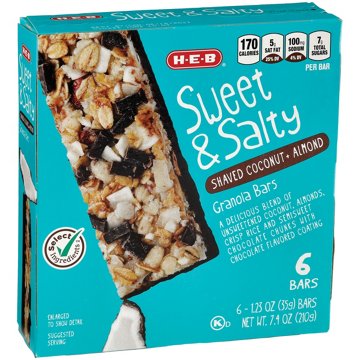 H-E-B Sweet & Salty Coconut & Almond Granola Bars, 6 ct