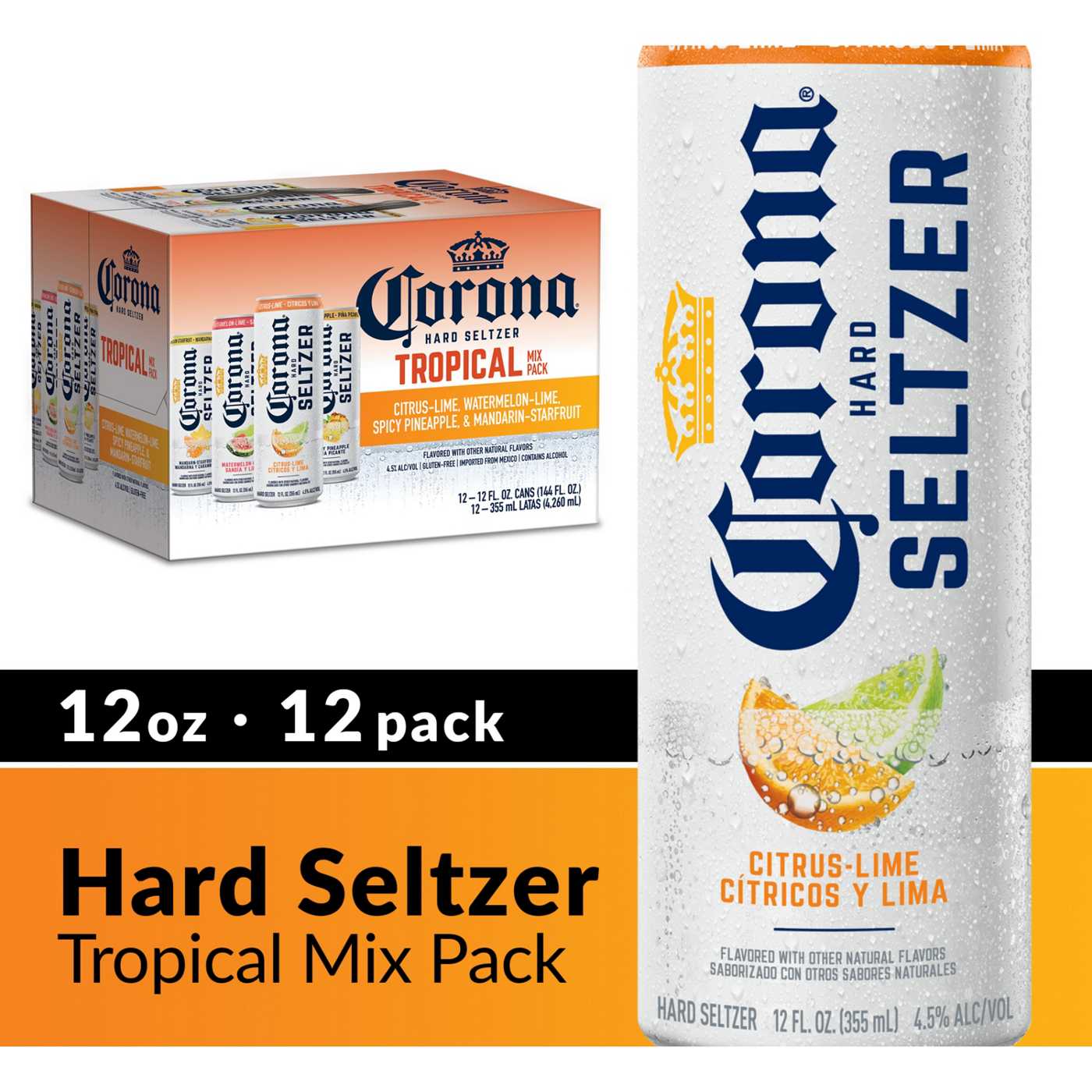 Corona Hard Seltzer Tropical Mix Variety Pack Gluten Free 12 oz Cans, 12 pk; image 6 of 7