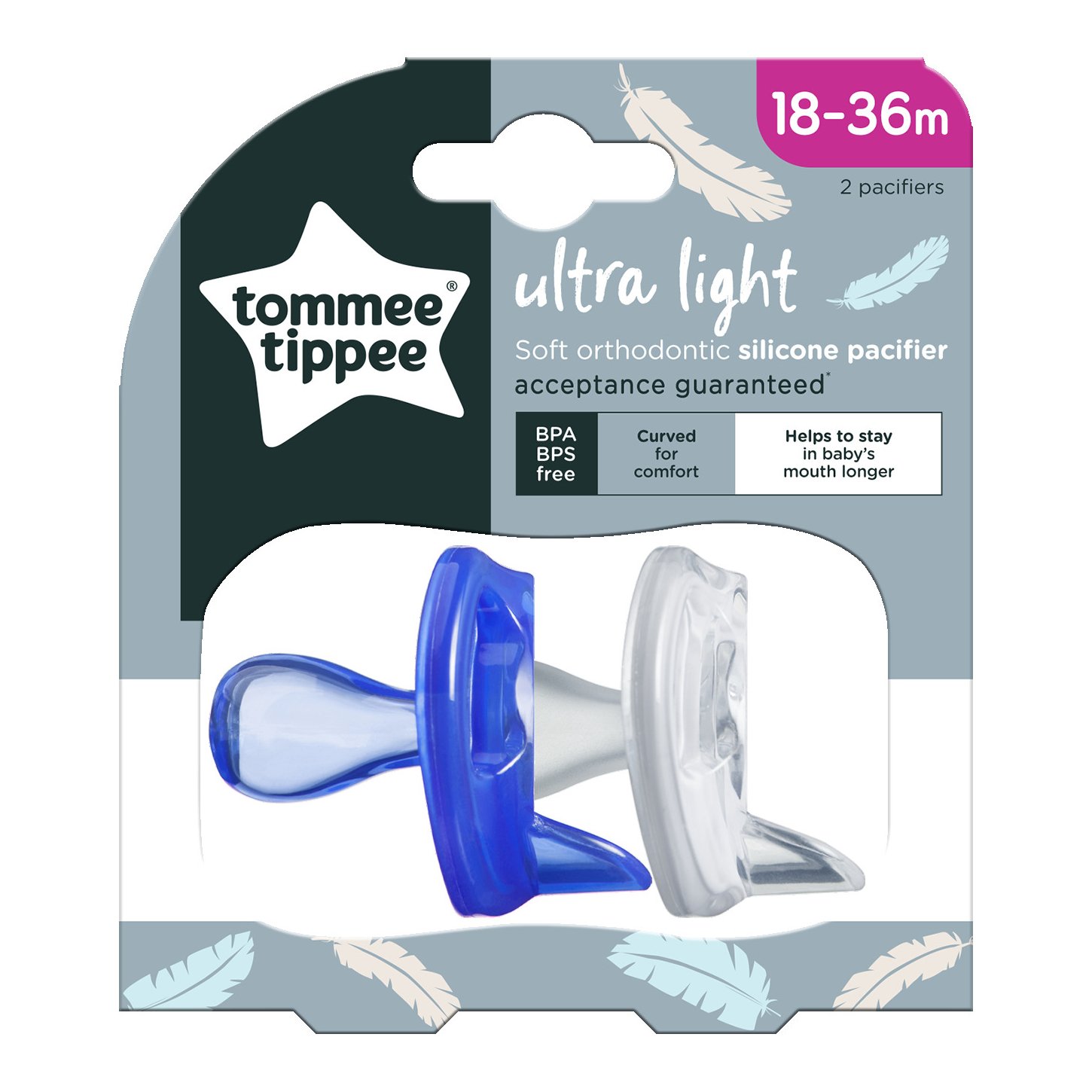 Tommee Tippee Ultra Light Silicone Soothers│Dummies│Pacifier│Baby Binky│0-6m│2Pk 