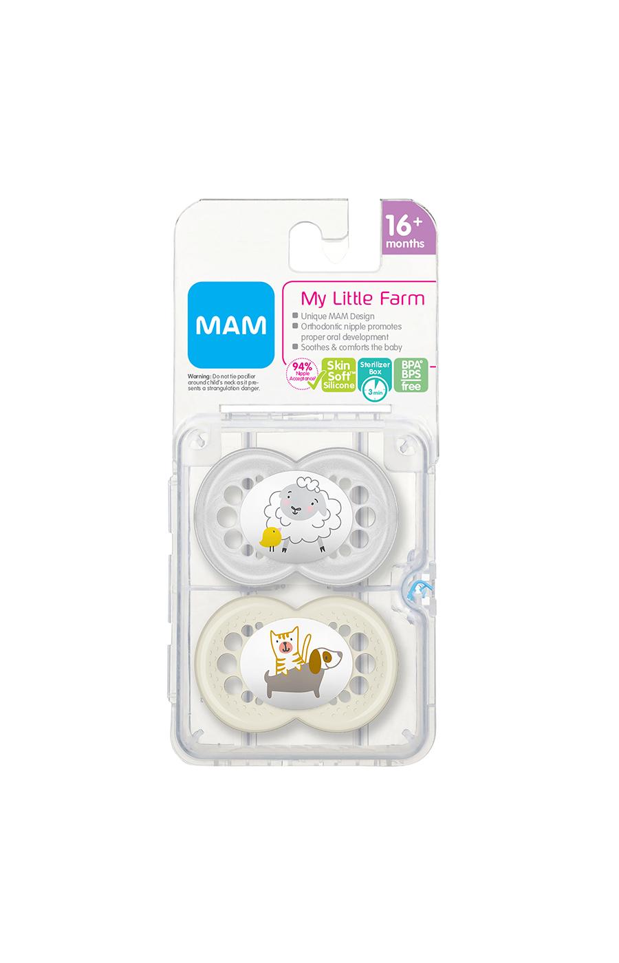 MAM Toddler My Little Farm Pacifiers (16+ Months), Assorted Colors ...